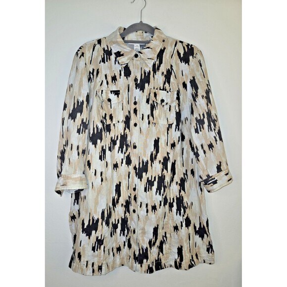 Style & Co Tops - Style & Co Abstract 100% Linen Button Tunic size 10 Belt Missing Summer Vacation